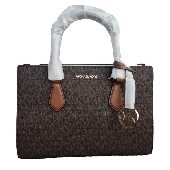 MICHAEL KORS BAG HANDBAG SATCHEL WITH CROSSBODY STRAP BROWN/GOLD SMALL SIZE - Picture 3 of 6